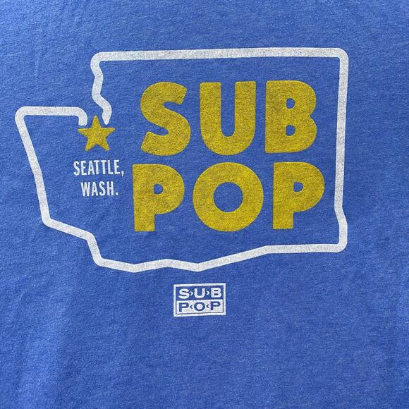 Sub Pop Records Seattle Washington T Shirt M? Blue Graphic Tee Grunge Nirvana - Picture 3 of 8